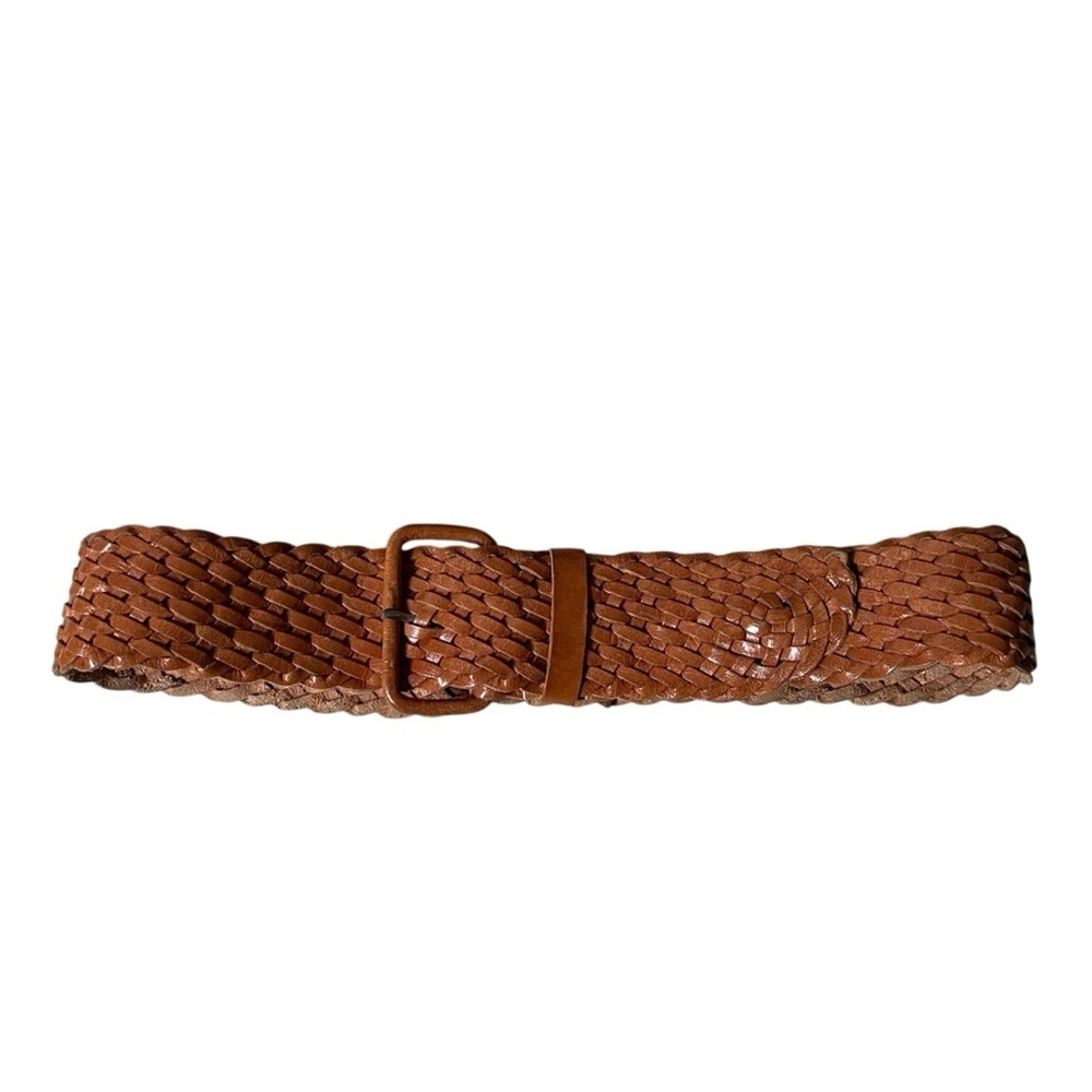 Hand Crafted Boho Leather Woven Braided Belt Tan M - Picture 5 of 8